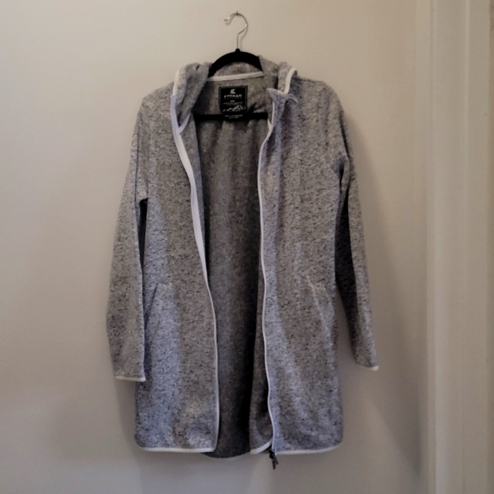 Tunic length zip up sweater